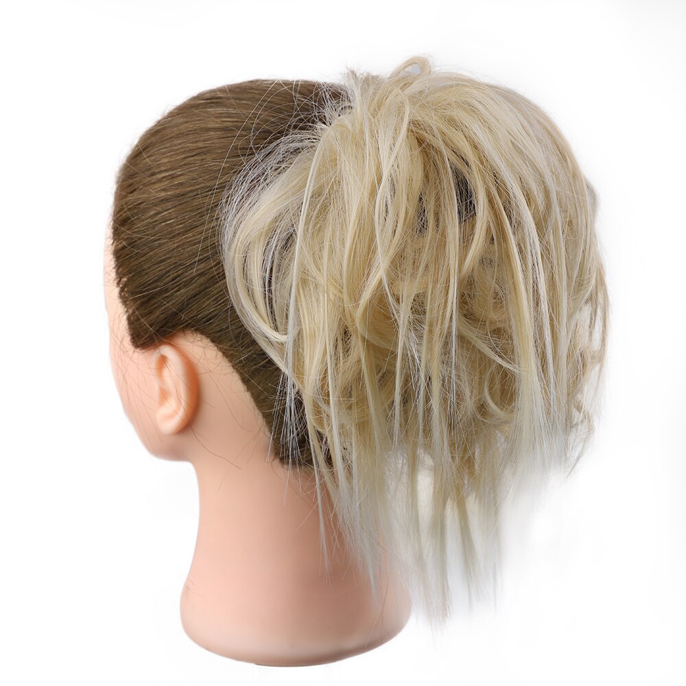 Messy Knot Chouchou Voor Vrouwen Haarstukje Extensions Synthetische Pruik Ring Wrap Chignon Zwart Bruin Hoge Temperatuur Fiber: 22-613