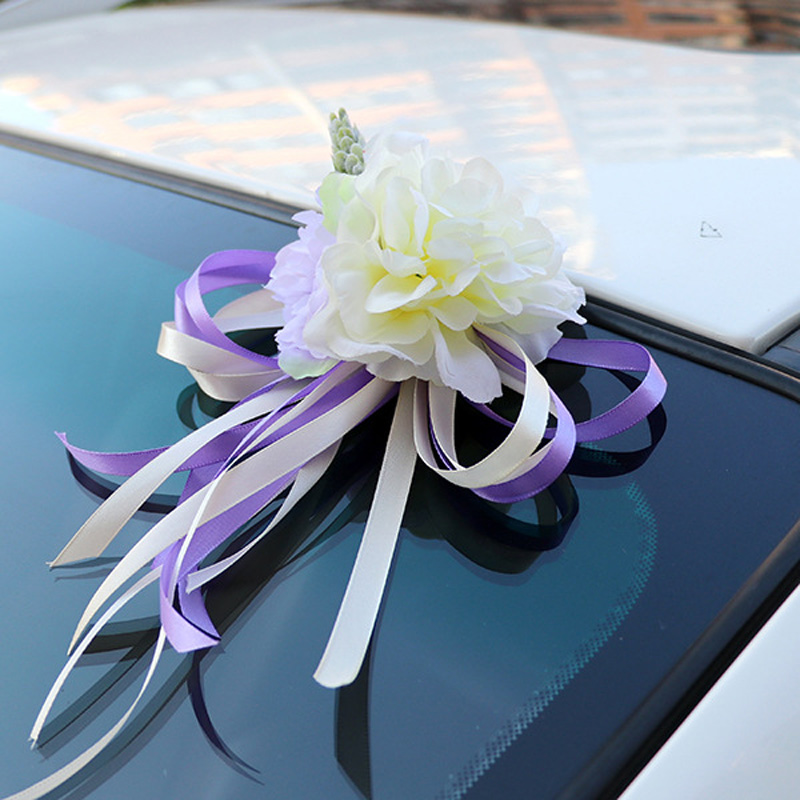 Bridal Auto Spiegel Deur Decoratie Zijden Lint Bloem Bruiloft Kunstbloemen HG99: Goud
