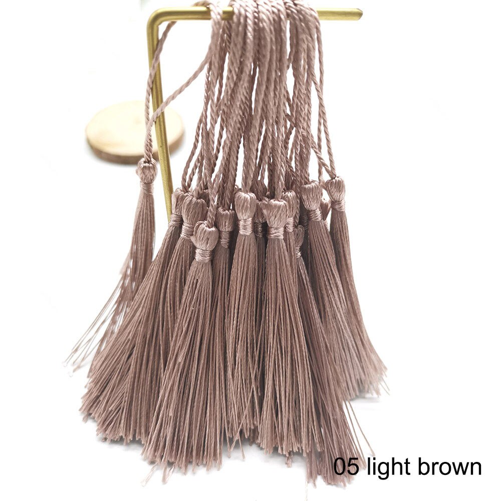 100pcs/lot 8cm Vertical Tassel Fringe Pendant DIY Party Hanging Ring Cords Tassel Curtain Home Decoration Tassel Lace: 05 LightBrown 100pcs
