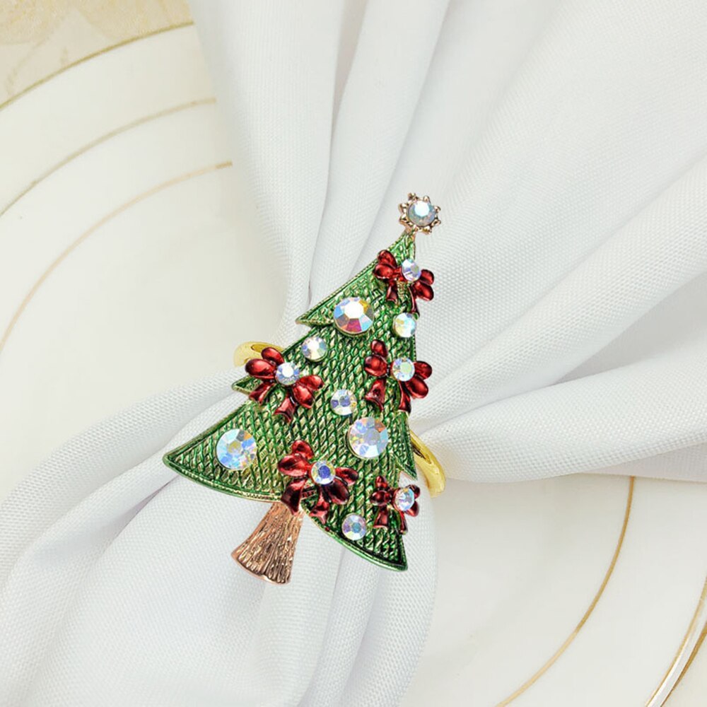 Metall Serviette Ringe Weihnachten Baum Elch Santa Glocke Kranz Halter Umarmt für Servietten Hochzeit Weihnachten Dekoration für Haus Tisch: 5