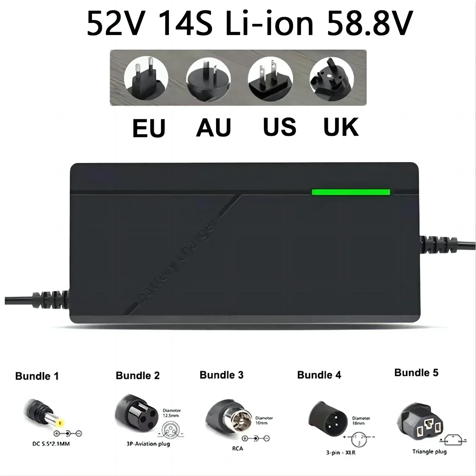 42V 58.8V 54.6V 67.2V 2A 3A 5A lithium battery charger suitable for electric scooter AC 110-240V fast charging camping: Blue / Bundle 5 / US