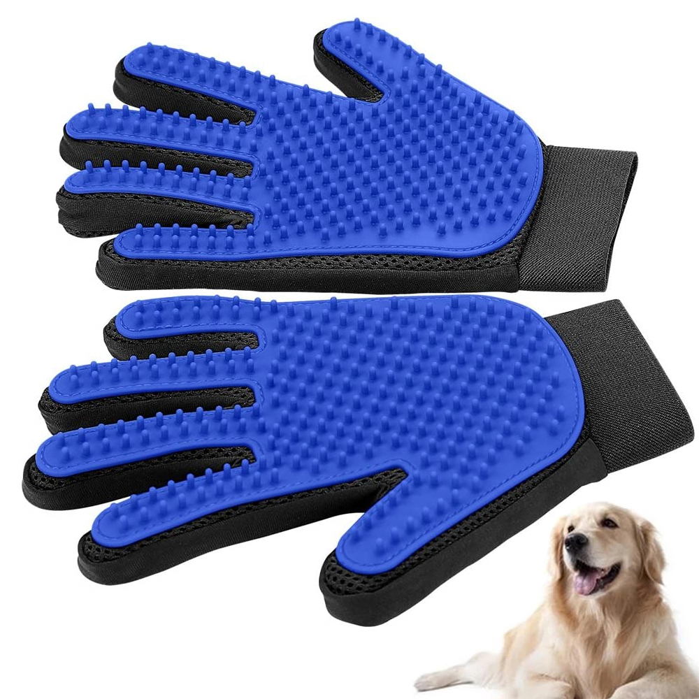 Guantes de goma para mascotas, guante de Aseo para perros y gatos, removedor de pelo de animales, cepillo rascador para masaje de peinado