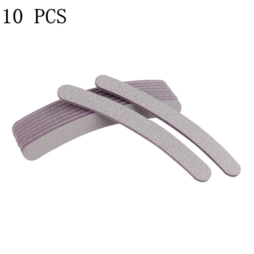 5/10 Uds lima de uñas papel de lija limas de uñas gruesas y fuertes tampón para manicura lijado media luna Lima herramientas de uñas 100/180: Gris oscuro