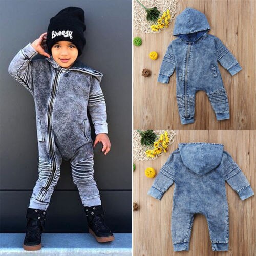 Pudcoco-Pelele vaquero con cremallera para niños, mallas, trajes