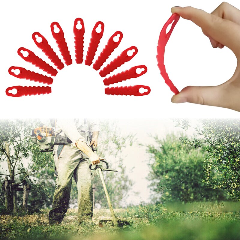 Universal 100pcs Plastic Mower Cutting Blades Grass Trimmer Blades 10*5mm Fits Lawnmower Mower Head Strimmer