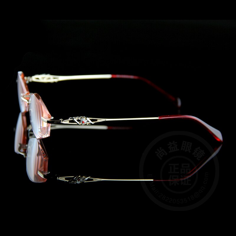 Leesbrillen voor dames met strass, leesbrillen voor computergebruik, randloos montuur, gouden presbyopische optische bril 004