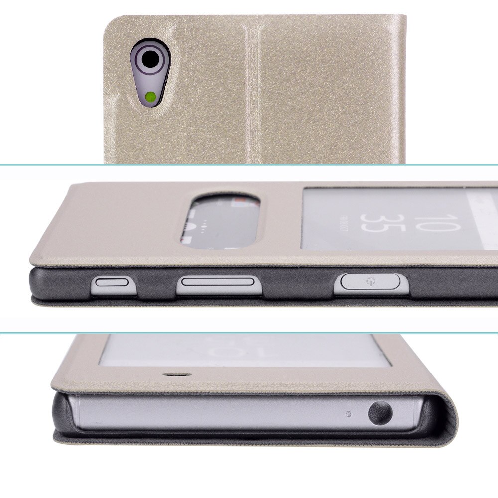 Flip Cover Leather Case Voor Sony Xperia Z5 Z 5 E6603 E6653 Dual E6683 E6633 5.2 Inch Met Touch View scherm Venster Telefoon Geval