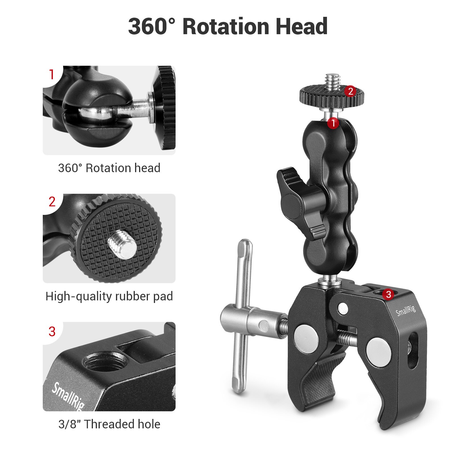 Braçadeira em forma de caranguejo multi-funcional smallrig com braço mágico ballhead 2164
