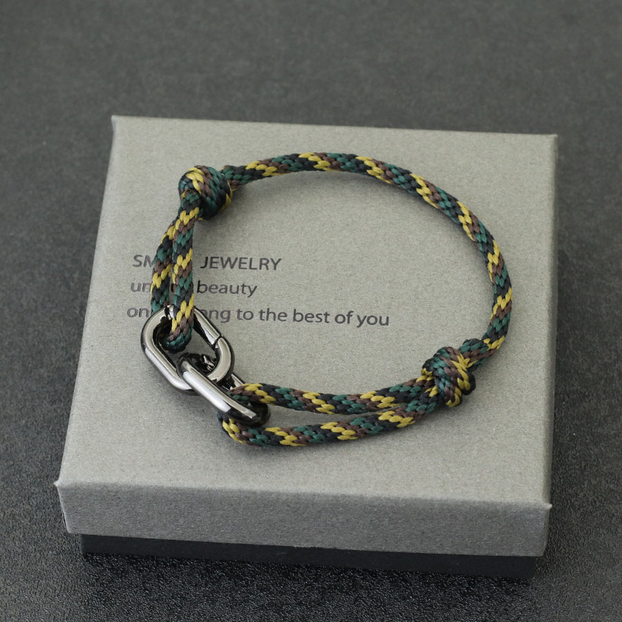 Kreatives Seilarmband für Männer, handgefertigt, verschiebbar, verstellbar, nautisches Armbinde, doppelter Karabinerhaken, böhmisches Armbinde, Homme-Zubehör: Heißes Stempeln