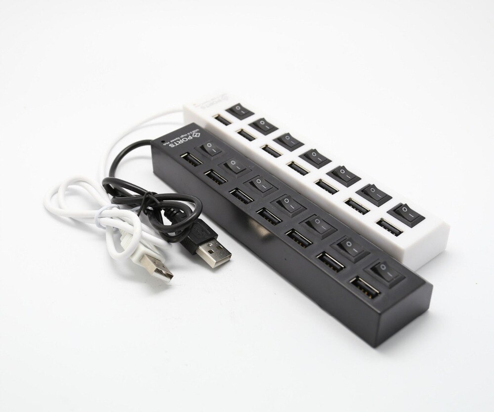 USB High Speed 480 Mbps Adapter 7 Ports Usb Hub LED USB Hub with Power on Off Switch for PC Laptop Computer PC Laptop with ON/OF