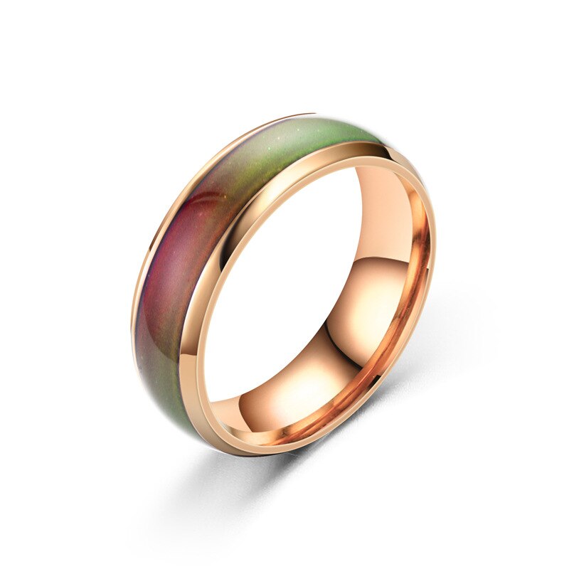 Edelstahl-Ring für Männer und Frauen, wechselnde Farbe, Stimmungsring, temperaturempfindlicher, glasierter, siebenfarbiger Ring, Paarschmuck: 11 / Schwarz