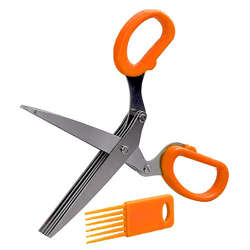 19*7cm Minced 5 Layers Multifunctional Kitchen Scissor Shredded Chopped Scallion Cutter Herb Laver Spices Cook Tool Cut 260g: Default Title