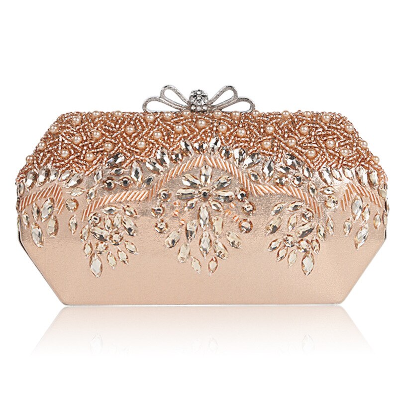 Luxus Frauen Abend Taschen Diamant Strass Perlen Perlen Hochzeit Kupplung frauen Geldbörse Handtaschen Dame Brieftaschen Kupplung Partei Tasche: Champagne
