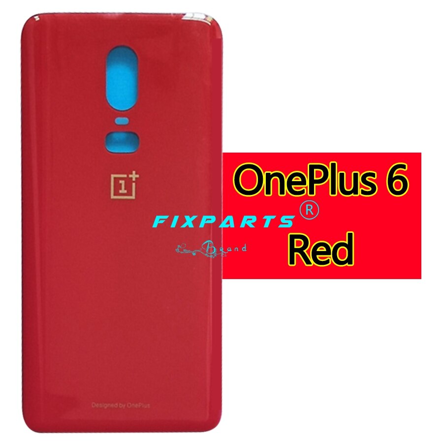 Batterij Cover Oneplus 6 6T Terug Glas Cover Een Plus 6 Achterruit Deur Case Back Panel Oneplus 6T Terug Glas Cover: Red (6)