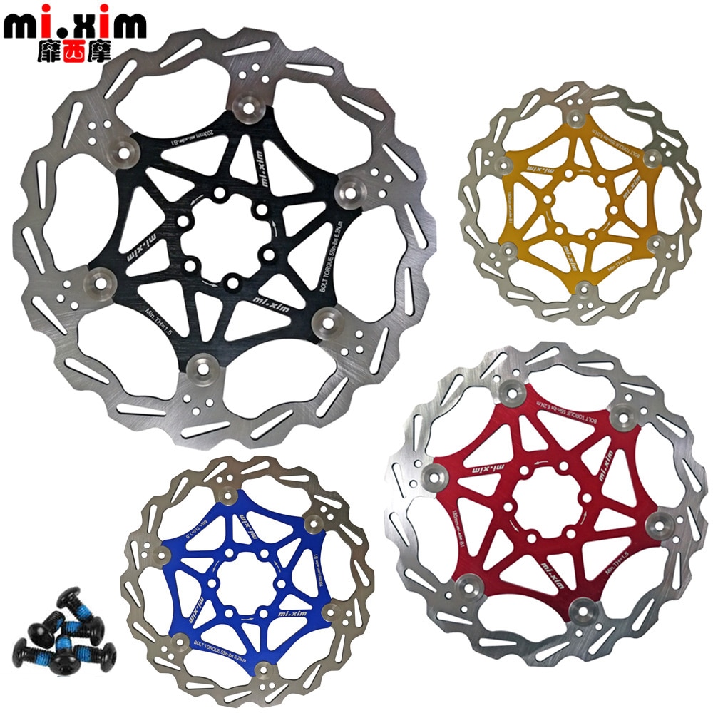 Mi. Xim MTB bike mountain Fiets Floating Rotors 160/180/203mm B1 Rood/Blauw /zwart/Goud voor Mountainbike Schijfrem