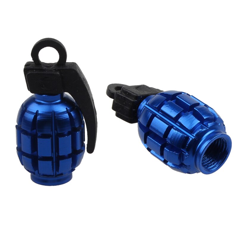 2pcs Aluminum Alloy Valve Nozzle Cap Bicycle Dust proof Wheel Cover MTB Road Bike Tire Cover Hat Mountain Bike Air Nozzle Plug: BLUE