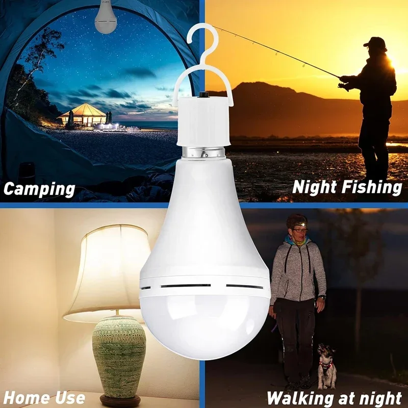 Uppladdningsbar led-lampa 7w 9w 12w 15w 85-265v nödlampa bärbar hängande campinglampa för tält hem strömavbrott veranda