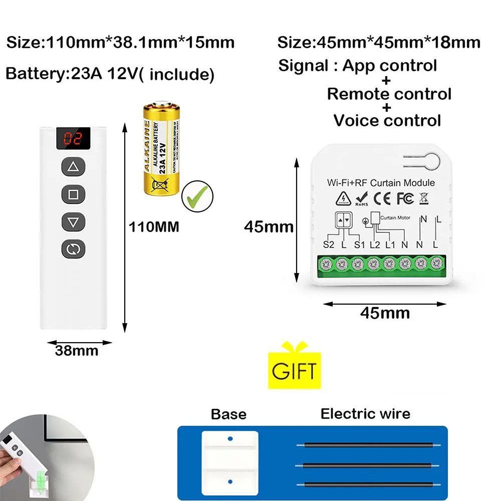 WiFi Tuya Smart Life 433Mhz Przełącznik kurtyny z 5 kanałami RF Pilot do elektrycznej rolety Google Home Alexa