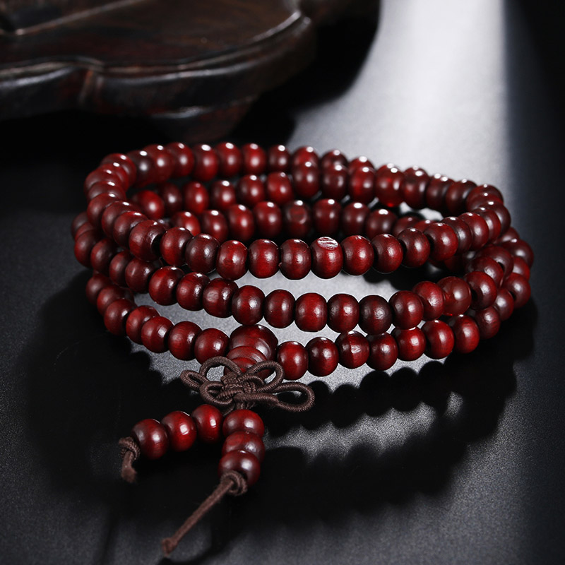 Pulseiras de sândalo 108, pulseiras de contas de oração ultraleve de 6mm de contas de estiramento, braceletes e joias para homens e mulheres: 108 red 6mm