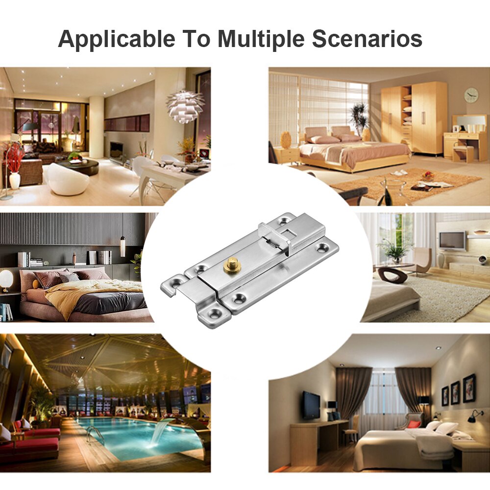 1PC 4 inch Stainless Steel Auto Doors Bolts Door Latch Sliding Lock Bedroom Bathroom Manual Latch Hasp Staple Gate Safety Lock