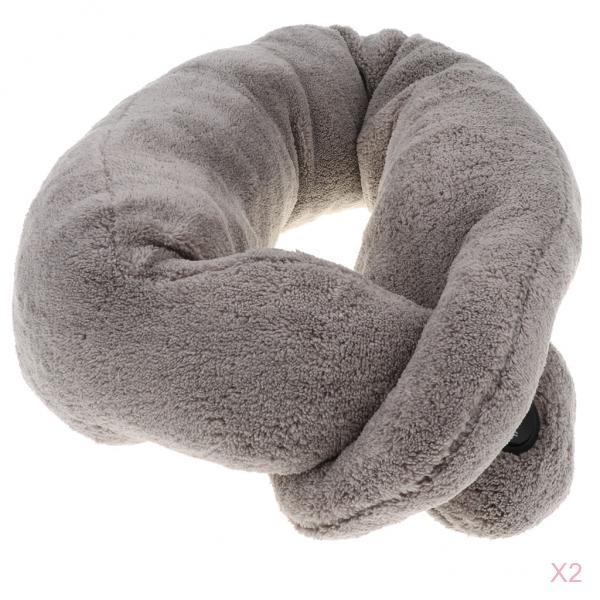 2 Piece Travel Neck Pillow Wrap Massage Headrest for Office Library Airplane