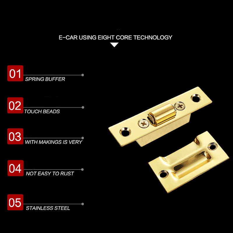 Stainless Steel Door Latches Cupboard Cabinet Roller Latch Lock Wooden Door Stops Furniture Hardware