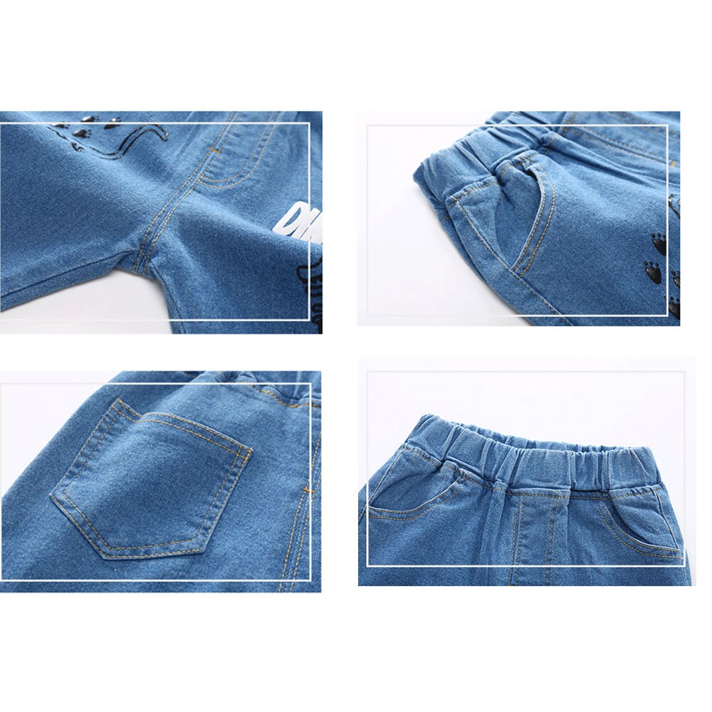 Benemaker Spring Jeans Boy Girl For Jean Pant Denim Children Clothing 2 To 10 Year Baby Kid Dinosaur Pants Casual Trousers CX036