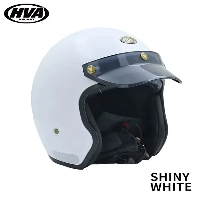 Retro Half Open Motorcycle Helmet Jet Motocross Accessories Casco Moto Helmet 3/4 Open Face Vintage Helmet Four Seasons Capacete: black / XXL