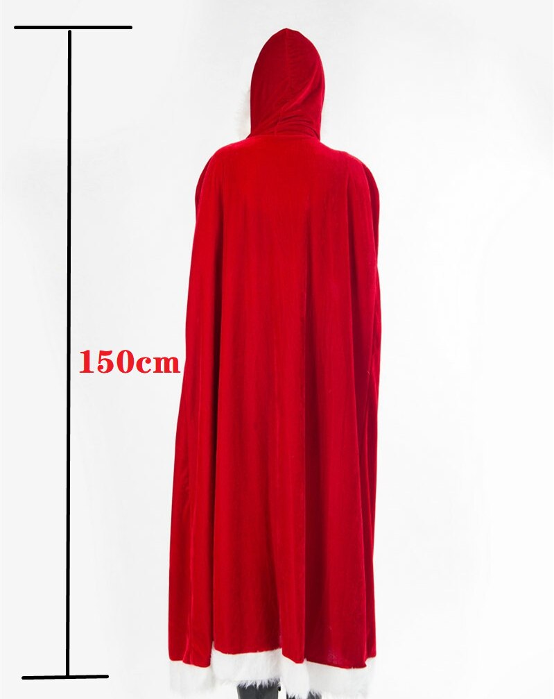 Capa de Navidad para niños, disfraz popular de Papá Noel para adultos, rojo, largo de 100-150cm: 150cm