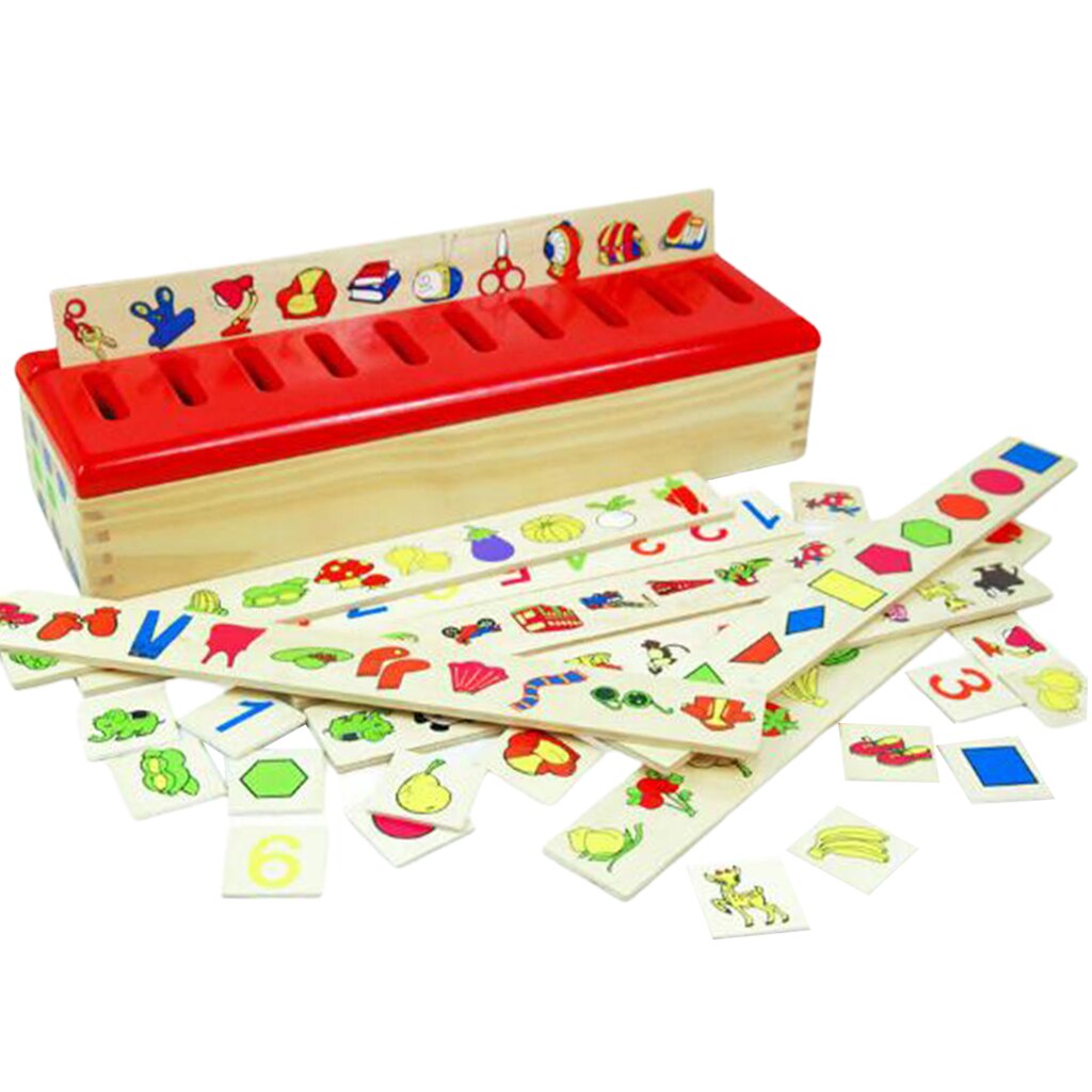 Wooden Knowledge Classification Box, Early Education Cognitive Toys, Develop Observation Ability, Hand-eye Coordination Ability