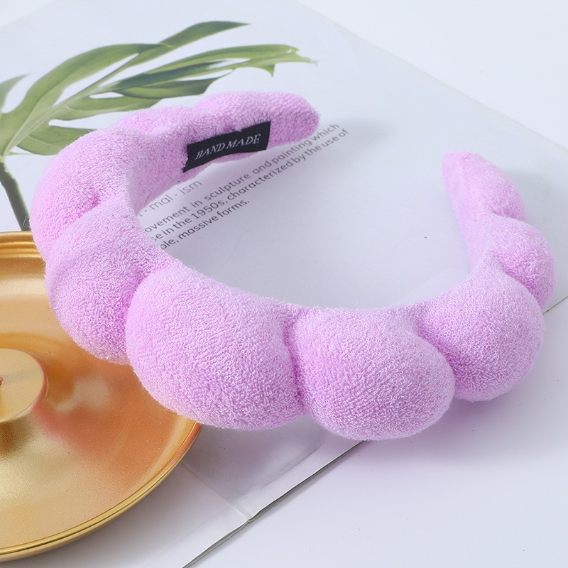 Diadema de esponja a la para mujer, accesorios para el cabello, banda para la cabeza multifunción para lavado de cara, eliminación de maquillaje, banda para el cabello para ducha: Lavanda