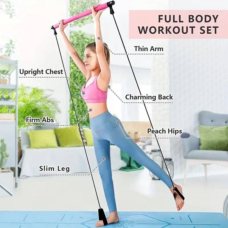 Pilatespinne multifunktionell fitnesspinne yoga pilatesutrustning hemma elasticitet träning höftdrag rep