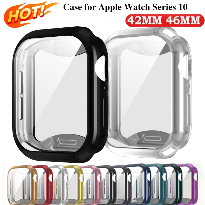 TPU Screen Protector Case for Apple Watch Series 10 42mm 46mm Full Bumper Cover for Iwatch S10 46mm 42mm Accessories