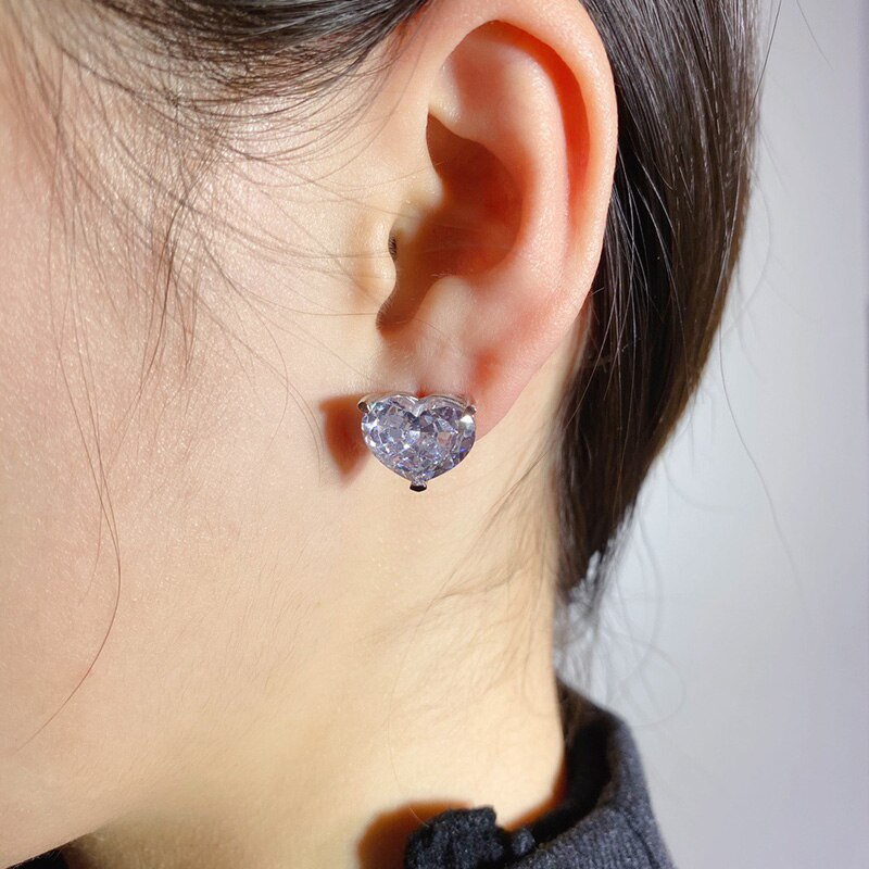 2020 Marca a caldo Puro 925 Gioielli in Argento sterlina impostato per Le Donne di Cuore Bianco Monili di Cerimonia Nuziale impostato Collana di Orecchini in Argento impostato