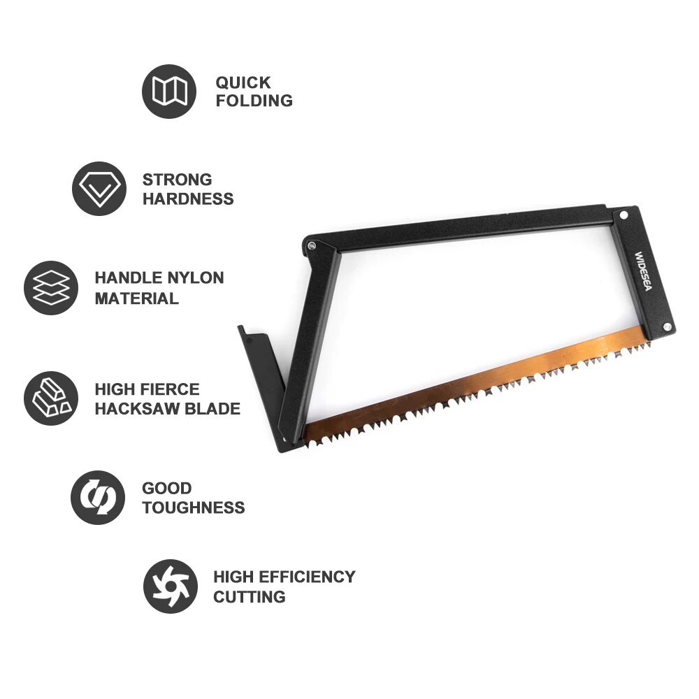 Sierra plegable para exteriores, hoja de sierra para metales de manganeso portátil de 32cm con almacenamiento, herramientas plegables para registro al aire libre para ramas de madera