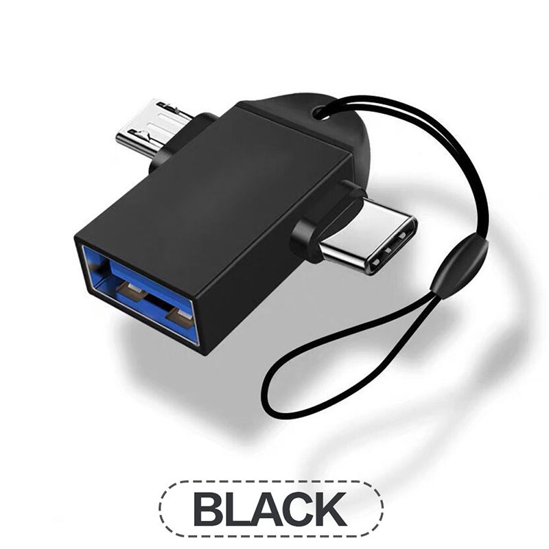 NNBILI 2-in-1 OTG aluminum alloy adapter, converter USB 3.0 female to Micro USB male and USB C male connectors for charging: Yellow