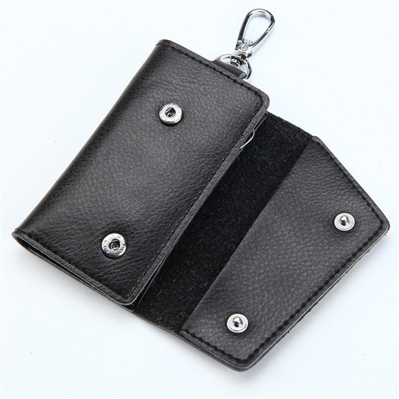 Genuine Leather Keychain Men Women Key Holder Organizer Pouch Cow Split Car Key Wallet Housekeeper Key Case Mini Card Bag