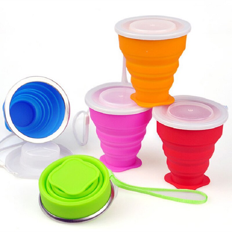 Telescopic Portable Silicone Folding Cup With Lid Anti-Fouling Outdoor Cup Coffee Cup Children Travel Drinking Water