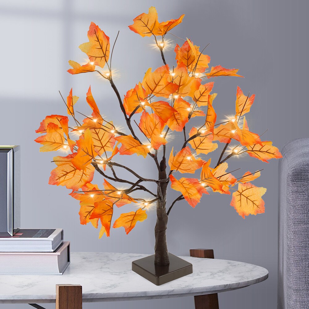 24 Bulbs LED Maple Leaves Branch Tree Light Desk Lamp Home Christmas Wedding Harvest Festival Decorations Lights