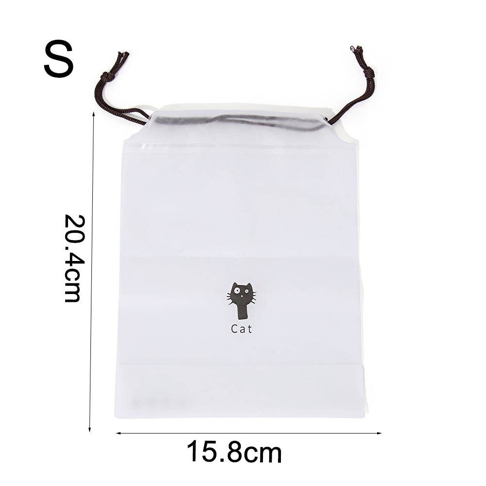 1PC Women Cute Cat Transparent Drawstring Cosmetic Bag Bath Organizer Travel Makeup Case Storage Pouch Cartoon Toiletry Wash Bag: Style 1-S