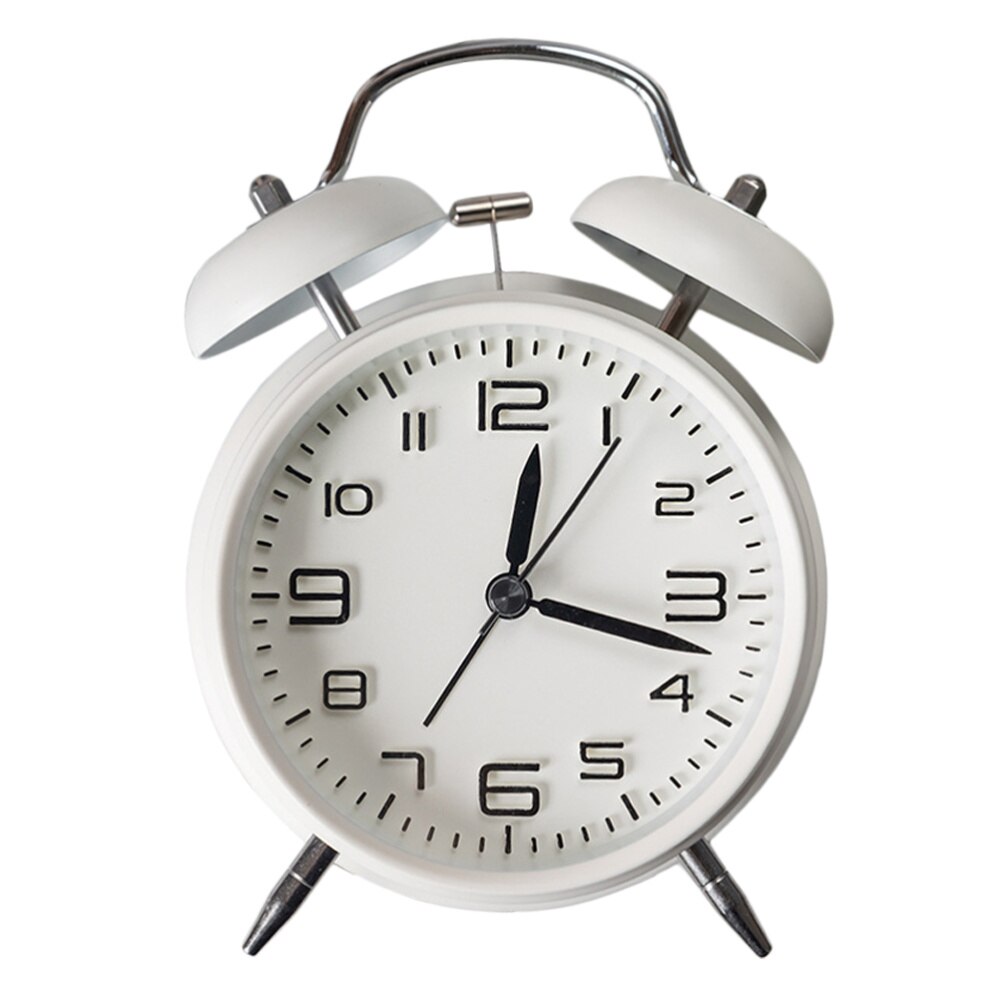 1PC Students Alarm Clock Simple Bedroom Desk Clock Cartoon with Night Light Alarm Clock Mute Alarm Clock Retro Ringing: White