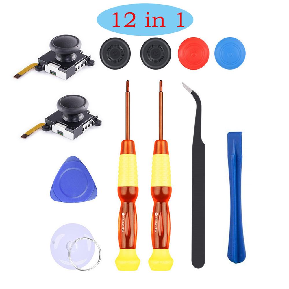 3D Analog Thumb Stick for Nintend Switch NS JoyCon Joystick Caps Replacement Repair Parts Mod Kit for JoyCon Switch Controller: 12 IN 1