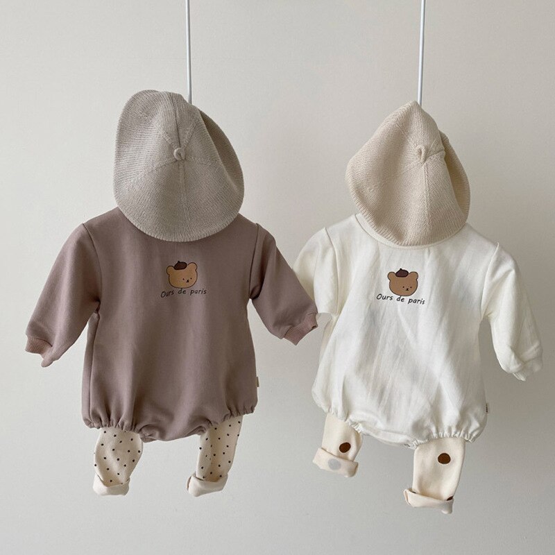 Newborn Baby Loose Long Sleeve Bodysuits Spring Autumn Toddler Boy And Girl O-neck Cartoon Cotton Jumpsuit