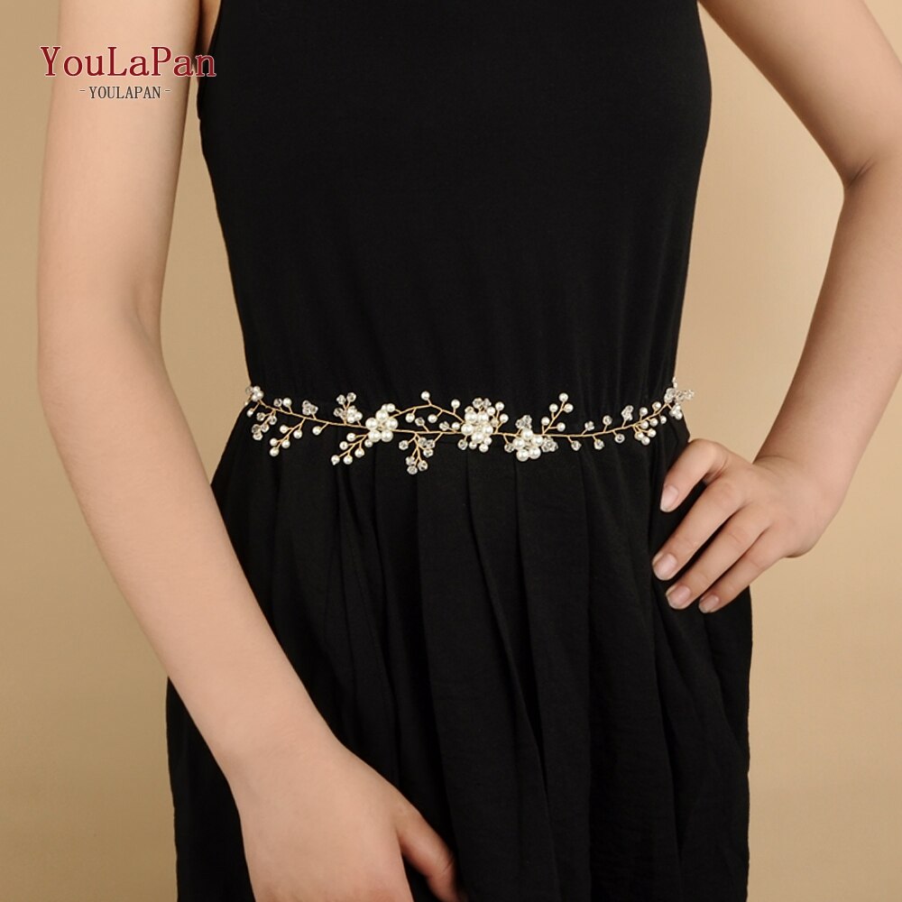 TOPQUEEN SH126 oro cintura cinture Donna con perle Da Sposa abito Da Sposa fascia strass abito Da Sposa per adulti fiore della cinghia della ragazza