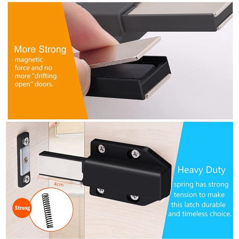 Push Latch Heavy Duty 4 Pack Push To Open Cabinet Hardware Magnetic Contact Latches For Large Door Push