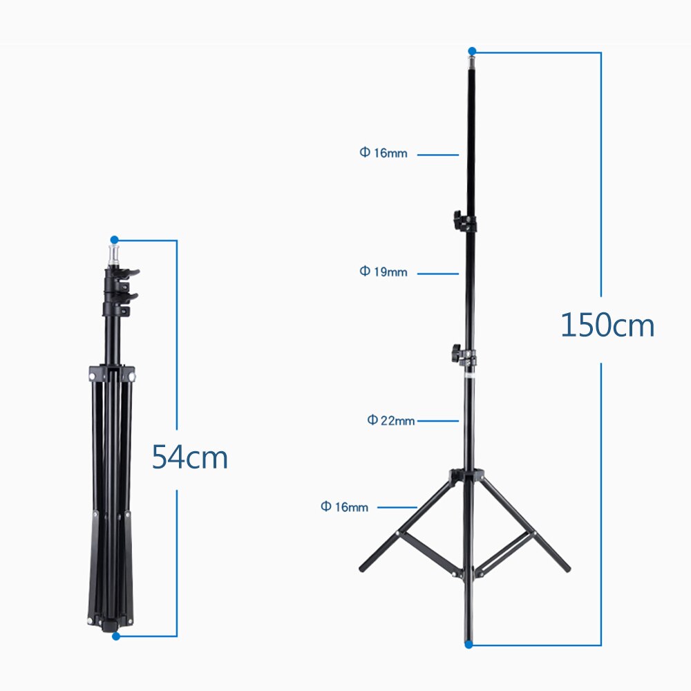 50/150/200cm altura ajustável do tripé do suporte leve três seções material resistente da liga de alumínio 1/4 polegadas parafuso para luzes: 150cm