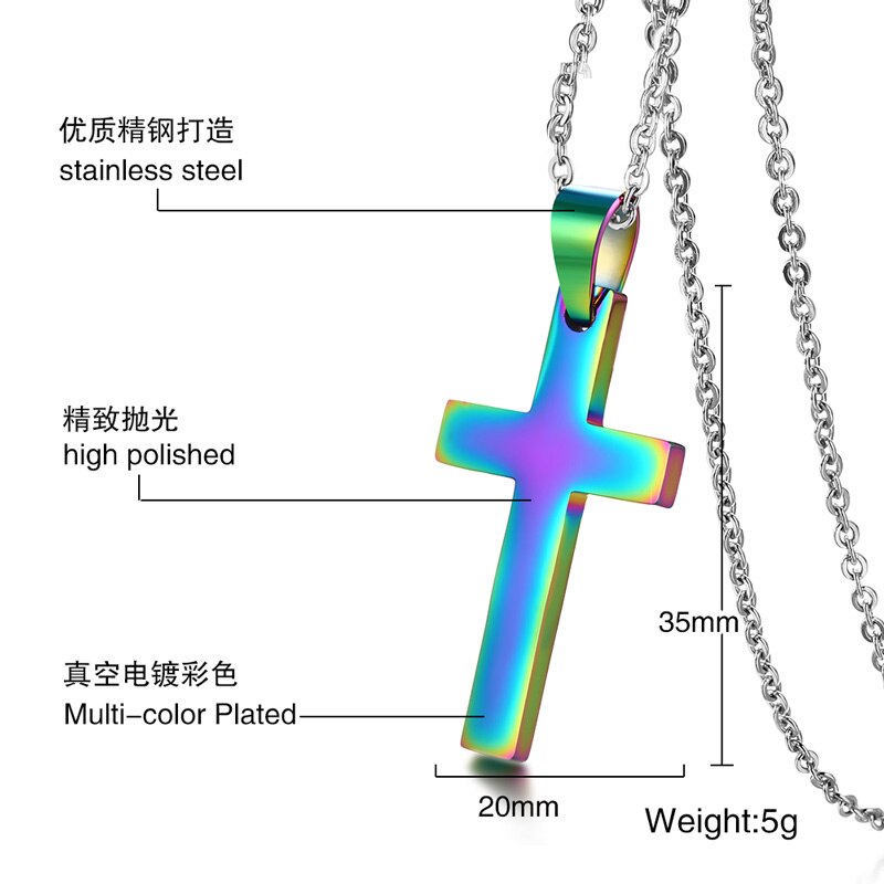 Charme mænd rreligiøst tilbehør cuba kæde tilbehør titanium stål kryds vedhæng rustfrit stål kvinder halskæde: Pn570- timer