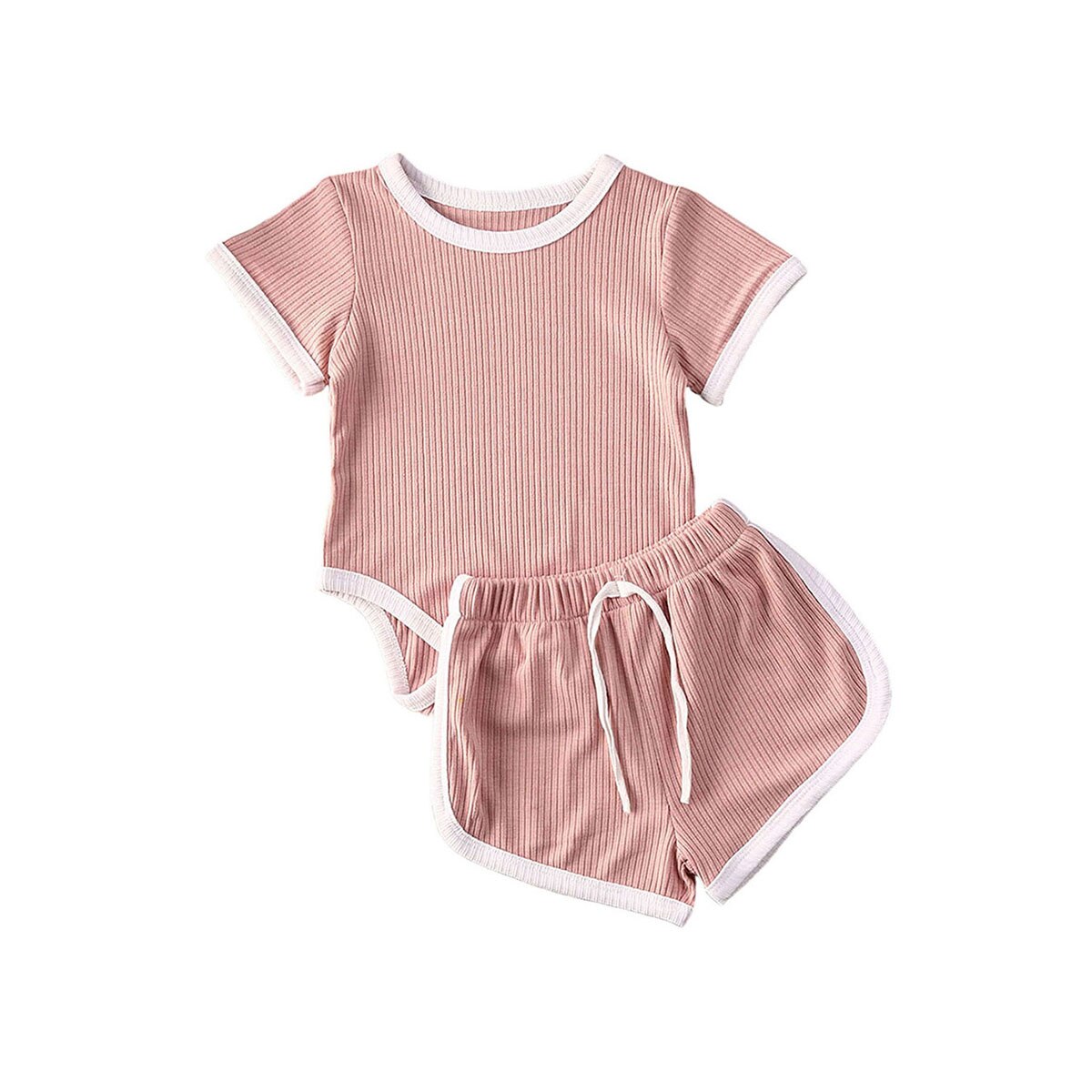 0-24m peuter baby meisjes jongens sport set effen korte mouwen romper tops + shorts 2 stuks