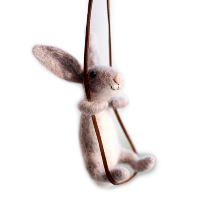 Swing Bunny Needle Felting Kit for Beginner, Felting Starter Kit, Contains Enough Felting Wool and Tools, English Manual