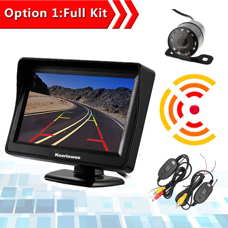 Koorinwoo Ultra HD Intelligent LCD Digital Monitor Device Screen Wireless IR Lights IP68 Spy Parking Protector Rear View Camera: Option 1